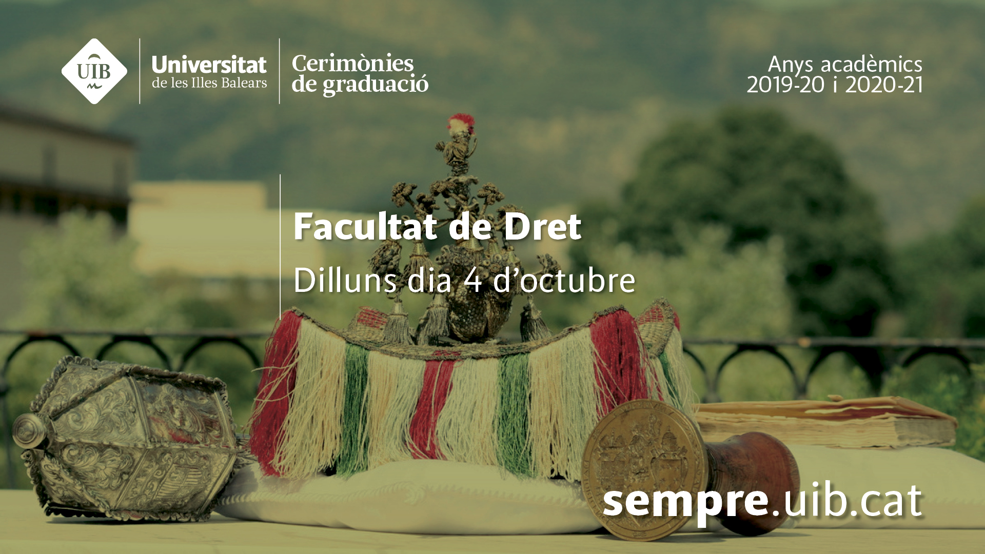 Cerimònia de graduació de la Facultat de Dret. Anys acadèmics 2019-20 i 2020-21