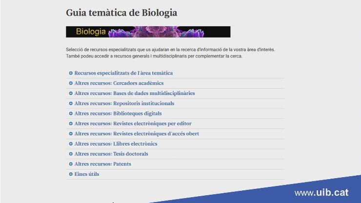 Servei de Biblioteca i Documentació. Les guies temàtiques