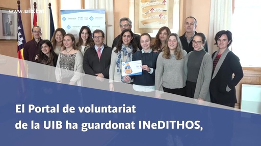 La UIB lliura el premi del concurs #voluntariatUIB al projecte INeDITHOS