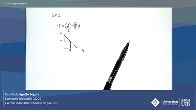  Dra.Paula Aguiló Segura.Economia Industrial, 21209.Exercici marc Discriminació de preus III